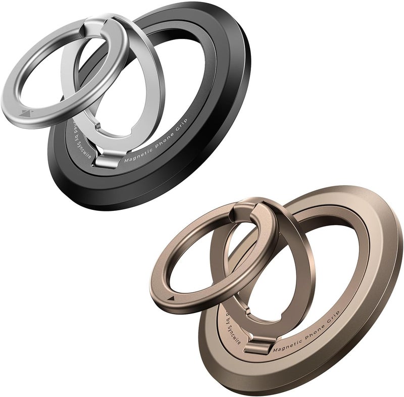 Syncwire Magnetic Phone Ring Holder for MagSafe [2 Pack], 360° Rotation Dual Sided Magnet Grip Cell Phone Ring Stand Finger Kickstand Compatible with iPhone 17 16 15 14 13 12 Pro Max fits MagSafe - Image 1